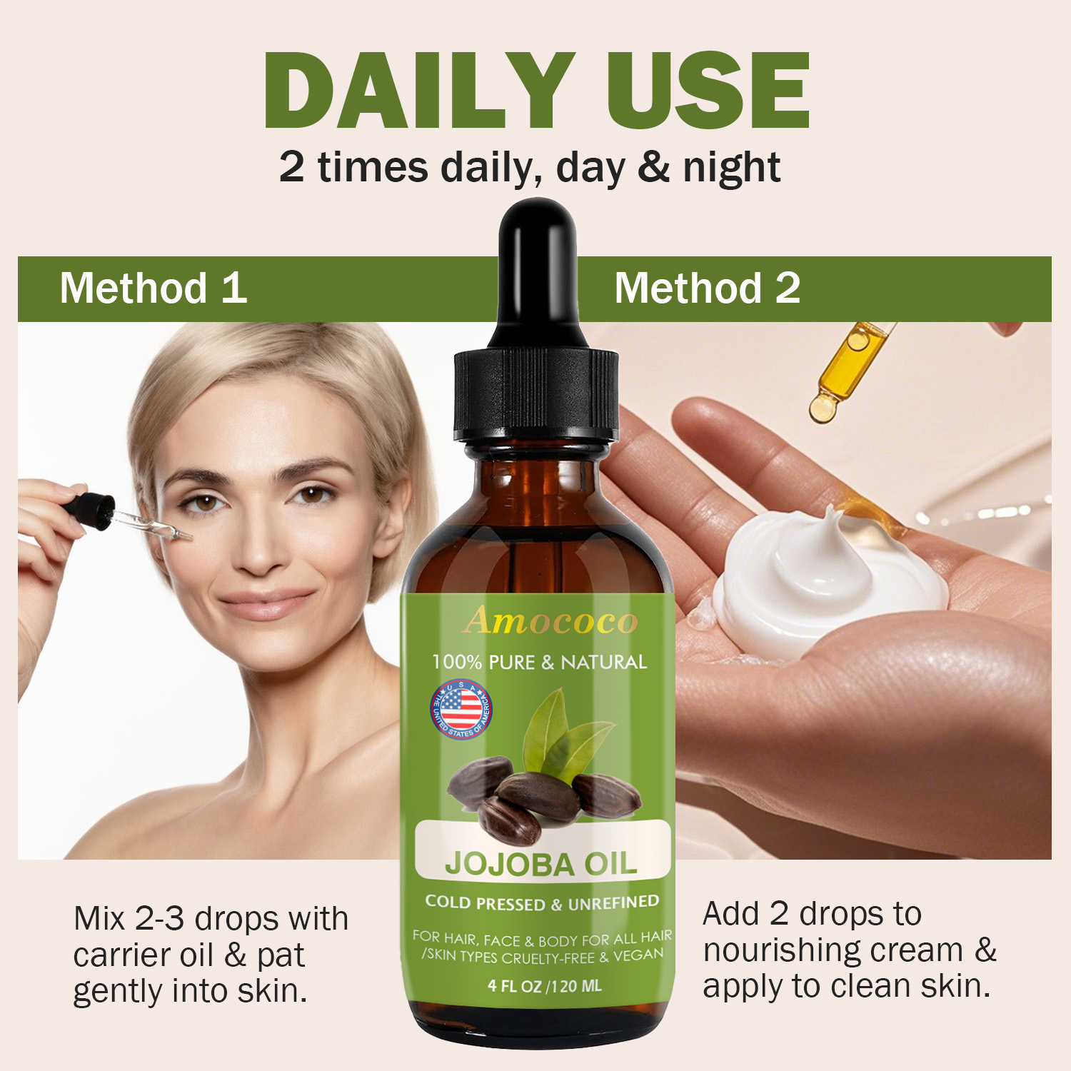 Amococo 2pcs Óleo de Jojoba e  - Cold Pressed Rose Hip avaliação e preço